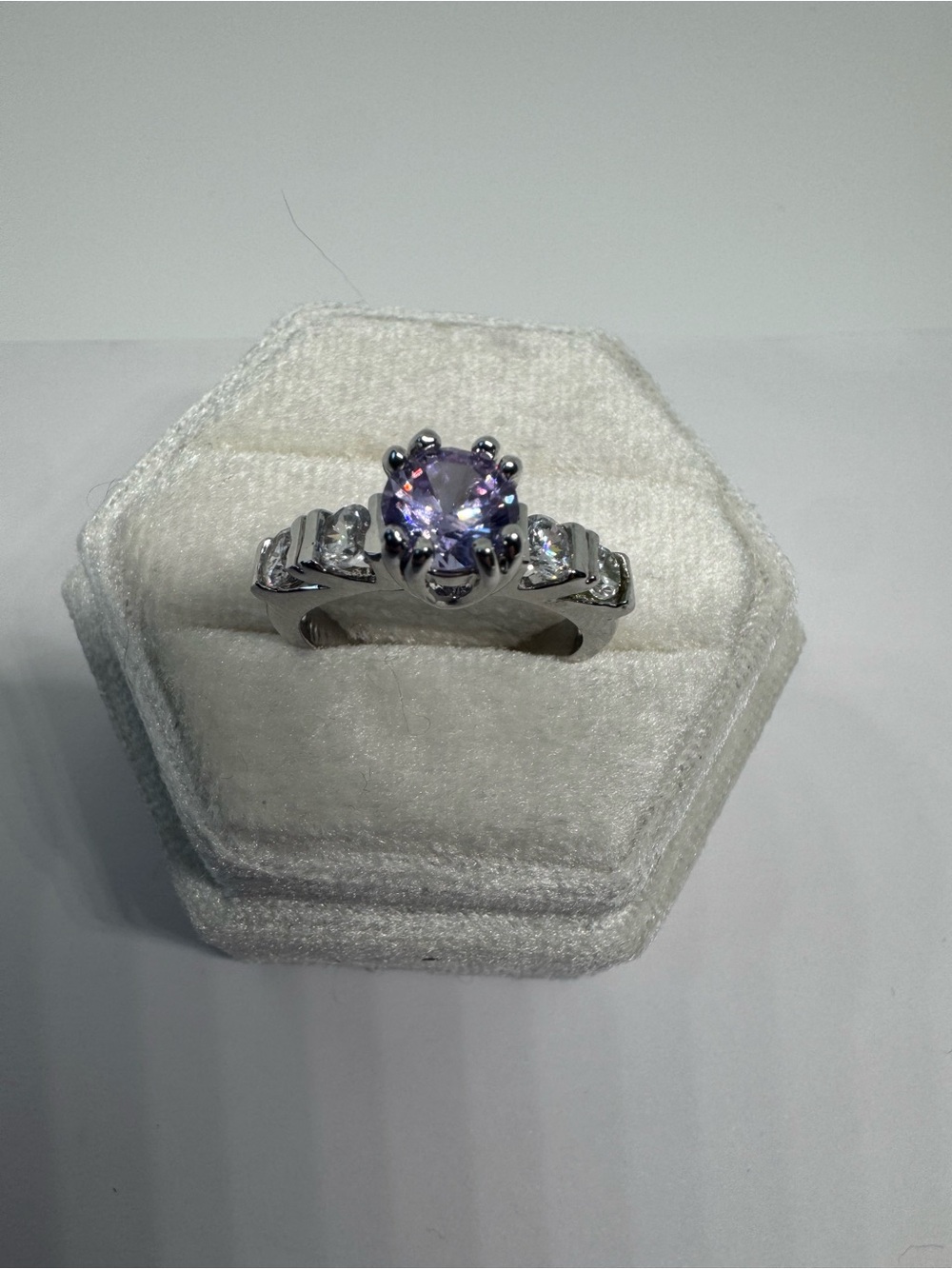14K 585 White Gold Amethyst Ring Size 8 | 4.74g - Picture 8 of 14